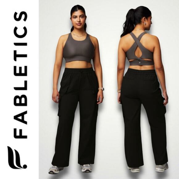FABLETICS NWT HEIGHTS CARGO UTILITY PANT WATER RESISTANT BLACK LARGE - Picture 1 of 6